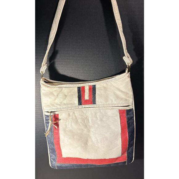 Ralfeaux Leather Purse Mr. Ralph British Hong Kong Cream Navy Red Crossbody Bag - Picture 1 of 12